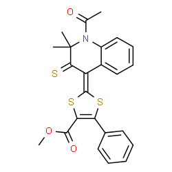 methyl (2Z)-2-(1-acetyl-2,2-dimethyl-3-thioxo-2,3-dihydroquinolin-4(1H)-ylidene)-5-phenyl-1,3-dithiole-4-carboxylate结构式