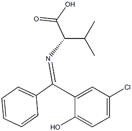 (S,E)-2-((((5-氯-2-羟基苯基)(苯基)亚甲基)氨基)-3-甲基丁酸结构式