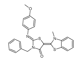 3-苄基-2-(4-甲氧基苯基亚氨基)-5-(3-甲基苯并[d]噻唑-2(3h)-基)噻唑啉-4-酮结构式