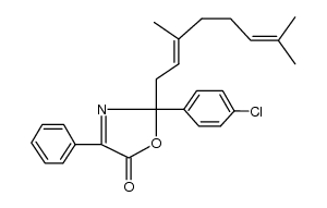 2-(4-chloro-phenyl)-2-((2E)-3,7-dimethyl-octa-2,6-dienyl)-4-phenyl-2H-oxazol-5-one结构式
