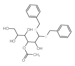[1,1-bis(benzylsulfanyl)-2,4,5,6-tetrahydroxy-hexan-3-yl] acetate结构式