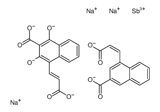 trisodium,(E)-3-[3-[10-[(E)-2-carboxylatoethenyl]-5-oxido-4-oxobenzo[g][1,3,2]benzodioxastibinin-2-yl]oxycarbonylnaphthalen-1-yl]prop-2-enoate Structure