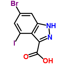 6-Bromo-4-iodo-1H-indazole-3-carboxylic acid structure