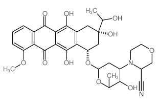 5,12-Naphthacenedione,10-[[3-(3-cyano-4-morpholinyl)-2,3,6-trideoxy-a-L-lyxo-hexopyranosyl]oxy]-7,8,9,10-tetrahydro-6,8,11-trihydroxy-8-(1-hydroxyethyl)-1-methoxy-(9CI) Structure