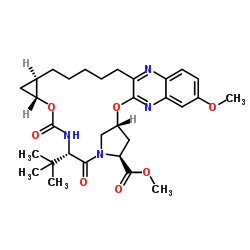 (1aR,5S,8S,10R,22aR)-5-(1,1-Dimethylethyl)-1,1a,3,4,5,6,9,10,18,19,20,21,22,22a-tetradecahydro-14-methoxy-3,6-dioxo-8H-7,10-methanocyclopropa[18,19][1,10,3,6]dioxadiazacyclononadecino[11,12-b]quinoxaline-8-carboxylic acid methyl ester structure