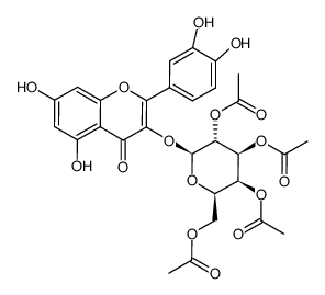 2-(3',4'-dihydroxyphenyl)-5,7-dihydroxy-3-β-D-tetraacetylgalactosyl-4H-chromen-4-one结构式