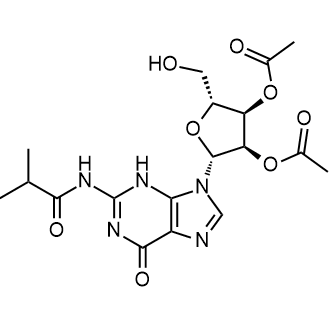 鸟苷-9-17N,N-(2-甲基-1-氧丙基)-2′,3′-二乙酸酯结构式
