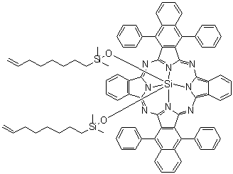 (OC-6-12)-双(二甲基-7-辛烯基硅烷醇)[8,13,24,29-四苯基-33H,35H-二苯并[b,l]二萘并[2,3-g:2',3'-q]四氮杂卟啉酸基]硅结构式