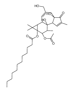 (1aR,1bS,4aR,7aS,7bS,8R,9aS)-9-Acetoxy-4a,7b-dihydroxy-3-(hydroxy methyl)-1,1,6,8-tetramethyl-5-oxo-1,1a,1b,4,4a,5,7a,7b,8,9-decahy dro-9aH-cyclopropa[3,4]benzo[1,2-e]azulen-9a-yl laurate结构式