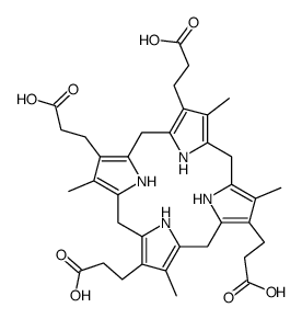 3-[8,12,17-tris(2-carboxyethyl)-3,7,13,18-tetramethyl-5,10,15,20,21,22,23,24-octahydroporphyrin-2-yl]propanoic acid structure