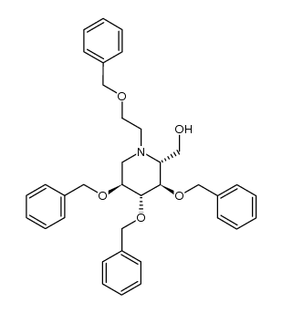((2R,3R,4R,5S)-3,4,5-tris(benzyloxy)-1-(2-(benzyloxy)ethyl)piperidin-2-yl)methanol Structure