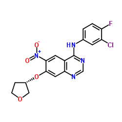 4-[(3-氯-4-氟苯基)氨基]-6-硝基-7-((S)-四氢呋喃-3-基氧基)-喹唑啉结构式