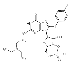 8-(4-氯苯硫基)鸟苷3',5'-环一磷酸三乙铵盐结构式