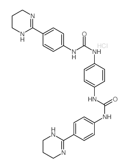 3-[4-(1,4,5,6-tetrahydropyrimidin-2-yl)phenyl]-1-[4-[[4-(1,4,5,6-tetrahydropyrimidin-2-yl)phenyl]carbamoylamino]phenyl]urea结构式