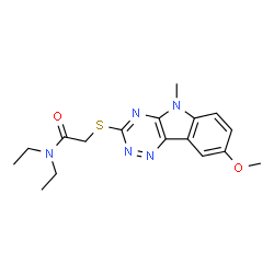 Acetamide, N,N-diethyl-2-[(8-methoxy-5-methyl-5H-1,2,4-triazino[5,6-b]indol-3-yl)thio]- (9CI) structure