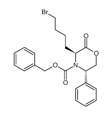 (3S,5S)-2,3,5,6-tetrahydro-3-(4-bromobutyl)-5-phenyl-N-(benzyloxycarbonyl)-4H-1,4-oxazine-2-one Structure
