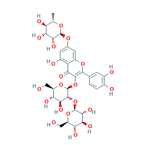 槲皮素-3-O-槐二糖-7-O-鼠李糖苷结构式