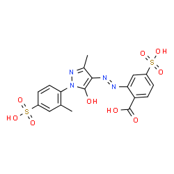 2-[[[4,5-Dihydro-3-methyl-1-(2-methyl-4-sulfophenyl)-5-oxo-1H-pyrazol]-4-yl]azo]-4-sulfobenzoic acid结构式