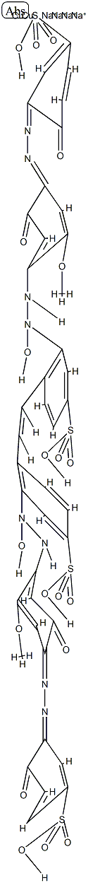 [Μ-[[2,2'-(1,2-乙二烯基)双[5-[[5-羟基-4-[(2-羟基-5-磺苯基)偶氮]-2-甲氧苯基]氧化偶氮基]苯磺酸基合]]]]二铜酸盐四钠结构式