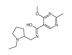 N-((1-Ethyl-2-pyrrolidinyl)methyl)-4-methoxy-2-methyl-5-pyrimidinecarb oxamide结构式