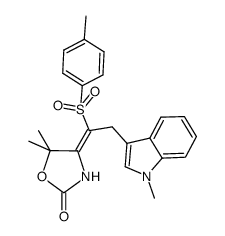 5,5-dimethyl-4-[2-(1-methyl-1H-indol-3-yl)-1-(p-toluenesulfonyl)ethylidene]oxazolidin-2-one结构式