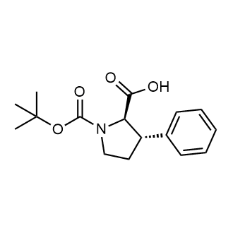 (2R,3S)-1-(叔丁氧羰基)-3-苯基吡咯烷-2-羧酸结构式
