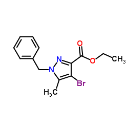 1-苄基-4-溴-5-甲基-1H-吡唑-3-羧酸乙酯结构式