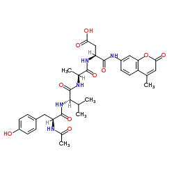 N-乙酰基-酪氨酰-缬氨酰-丙氨酰-天冬氨酸-7-氨基-4-甲基香豆素结构式
