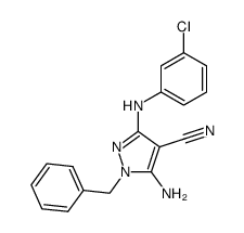 5-amino-1-benzyl-3-(3-chloro-phenylamino)-4-cyano-pyrazole结构式