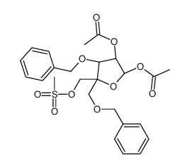 4-(Methanesulfonyloxymethyl)-1,2-O-diacetoxy-3,5-O-dibenzyl-alpha-D-erythro-pentofuranose Structure