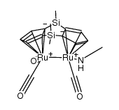 ((η5-C5H3)2(SiMe2)2)Ru2(CO)3(NH2Me)结构式