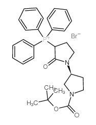 ((3'S)-1'-叔丁氧羰基-2-氧代(1,3'-联吡咯烷)-3-基)三苯基溴化鏻结构式
