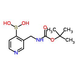 (3-([(Tert-丁氧基羰基)氨基]甲基)吡啶-4-基)硼酸结构式