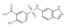 2-羟基-5-(1H-吲唑-6-基氨基)磺酰基苯甲酸结构式