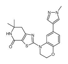 6,6-dimethyl-2-[6-(1-methylpyrazol-4-yl)-2,3-dihydro-1,4-benzoxazin-4-yl]-5,7-dihydro-[1,3]thiazolo[5,4-c]pyridin-4-one structure