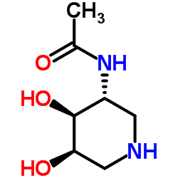 N-[(3R,4S,5R)-4,5-二羟基-3-哌啶基]乙酰胺结构式
