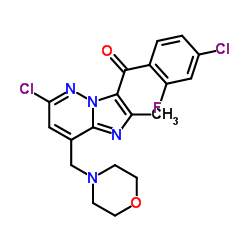 (4-氯-2-氟苯基)(6-氯-2-甲基-8-(吗啉甲基)咪唑并[1,2-b]吡嗪-3-基)甲酮结构式