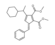 (E)-dimethyl 5-benzylidene-3-(1-cyclohexylethyl)cyclopenta-1,3-diene-1,2-dicarboxylate Structure