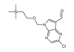 2-chloro-5-(2-trimethylsilanyl-ethoxymethyl)-5H-pyrrolo[2,3-b]pyrazine-7-carbaldehyde结构式