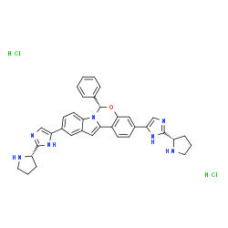 (S)-6-苯基-3,10-二(2-((S)-吡咯烷-2-基)-1H-咪唑-5-基)-6H-结构式