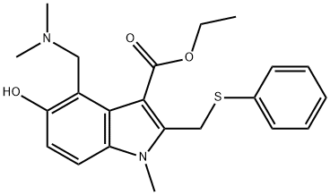 ethyl 4-((dimethylamino)methyl)-5-hydroxy-1-methyl-2-((phenylthio)methyl)-1H-indole-3-carboxylate structure