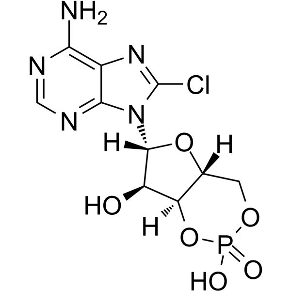 8-氯腺苷-3',5'-环状磷酸钠盐结构式