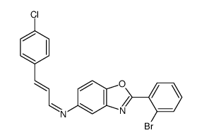 (E)-N-[2-(2-bromophenyl)-1,3-benzoxazol-5-yl]-3-(4-chlorophenyl)prop-2-en-1-imine结构式