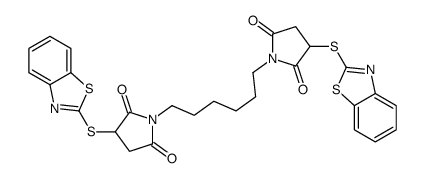 3-(1,3-benzothiazol-2-ylsulfanyl)-1-[6-[3-(1,3-benzothiazol-2-ylsulfanyl)-2,5-dioxopyrrolidin-1-yl]hexyl]pyrrolidine-2,5-dione结构式
