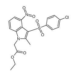 3-[(4-chlorophenyl)sulfonyl]-2-methyl-4-nitro-1H-indole-1-acetic acid ethyl ester结构式