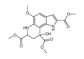 trimethyl 9-hydroxy-5-methoxy-6,7,8,9-tetrahydro-1H-pyrrolo[2,3-f]quinoline-2,7,9-tricarboxylate结构式