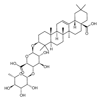 oleanolic acid 3-O-α-L-rhamnopyranosyl(1->4)-O-β-D-glucuronopyranoside Structure