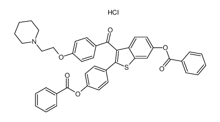 6-benzoyloxy-2-(4-benzoyloxyphenyl)-3-[4-(2-piperidinoethoxy)benzoyl]benzo[b]thiophene, hydrochloride结构式