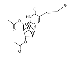 1-(2,3,5-tri-O-acetyl-β-D-arabinofuranosyl)-5-(E)-2-(bromovinyl)uracil结构式