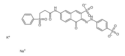 4-hydroxy-7-[[1-oxo-3-(phenylsulphonyl)propyl]amino]-3-[(4-sulphophenyl)azo]naphthalene-2-sulphonic acid, potassium sodium salt picture